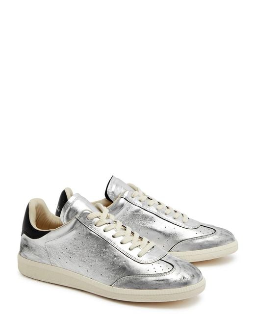 Isabel Marant White Bryce Metallic Leather Sneakers