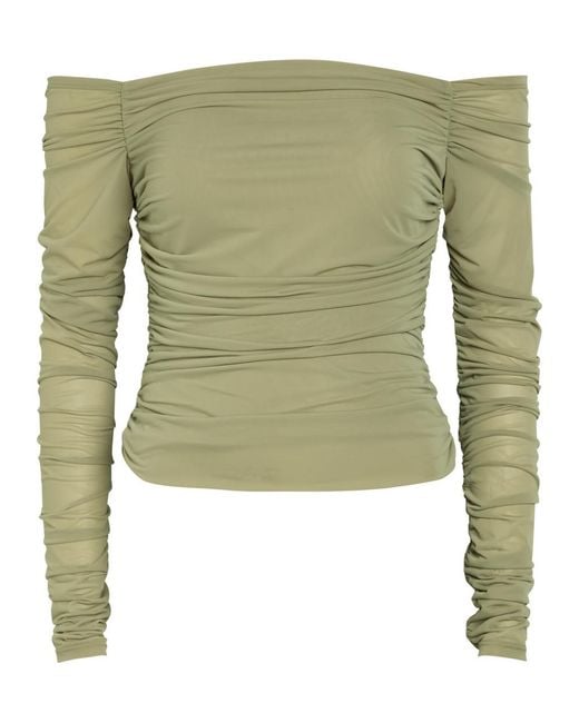 Ronny Kobo Green Ruby Ruched Tissue Jersey Top