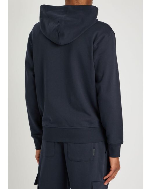 Moose Knuckles Blue Hartsfield Zip-Up Cotton Hooded Sweatshirt for men