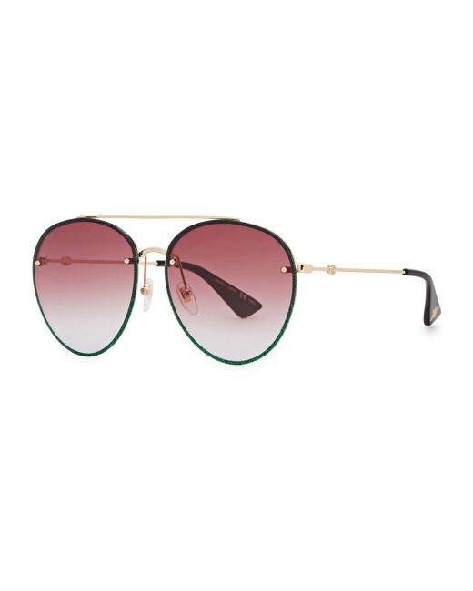 Gucci Glittered Aviator-style Sunglasses
