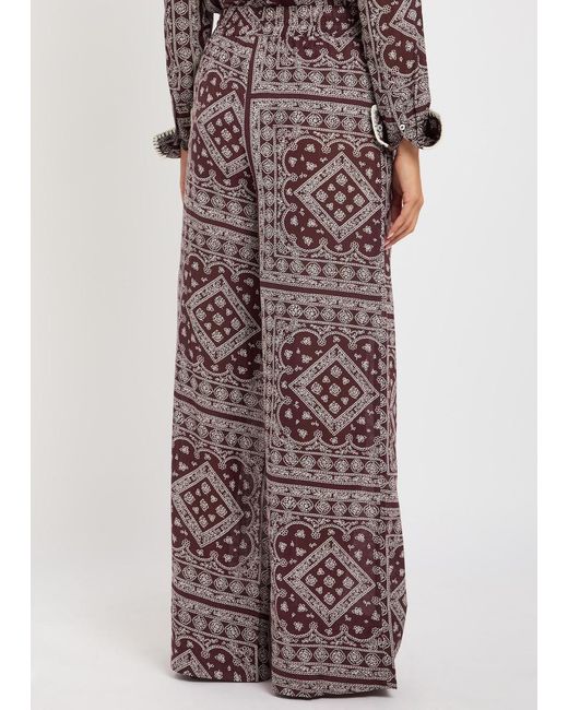 Veronica Beard Red Sylvester Printed Cotton-Blend Trousers