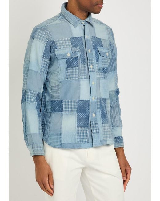 Polo Ralph Lauren Blue Patchwork Design Cotton Shirt for men