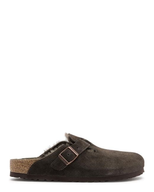 Birkenstock Brown Boston Shearling-Lined Suede Clogs