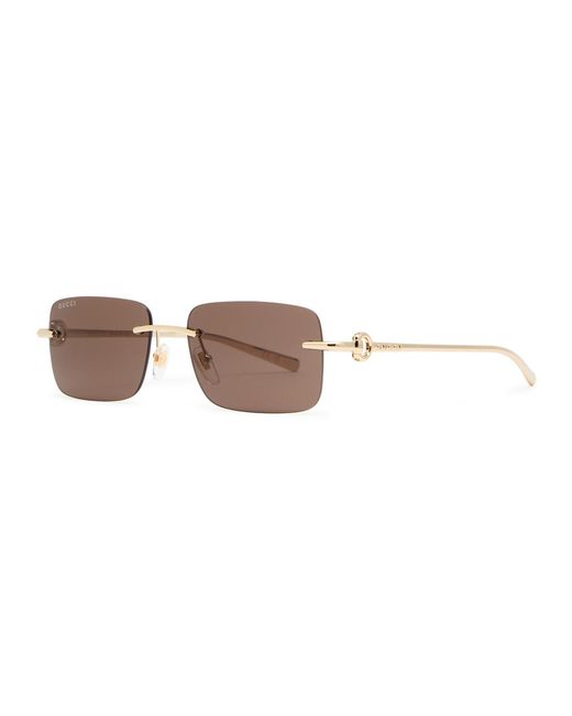 Gucci Metallic Rimless Rectangle-Frame Sunglasses for men
