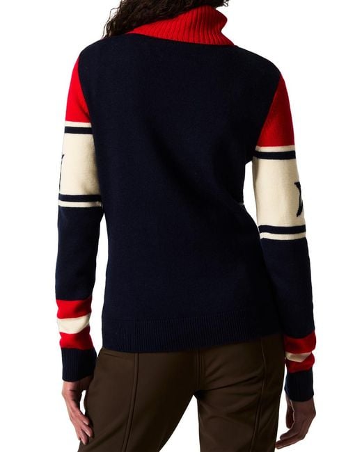 Perfect Moment Red Schild Roll-Neck Merino Wool Sweater