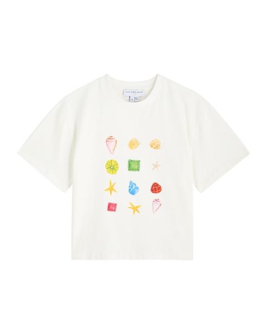 Never Fully Dressed White Shell Ioana Stretch-Cotton T-Shirt