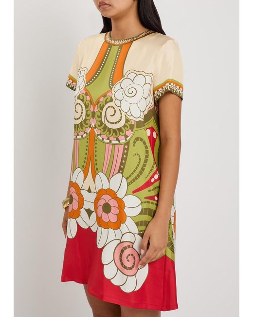 LaDoubleJ White Swing Printed Silk Mini Dress