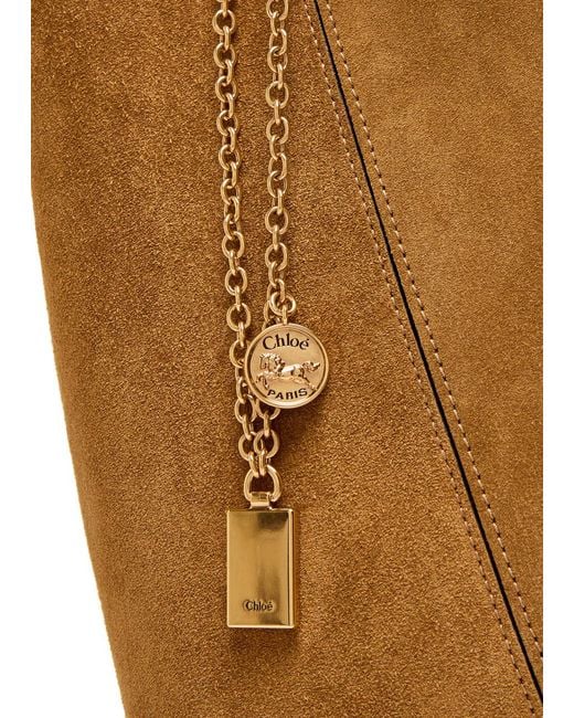 Chloé Brown Spin Medium Suede Tote