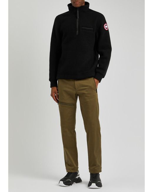 Canada Goose Black Lawson Half-zip Wool-blend Fleece Sweatshirt for men