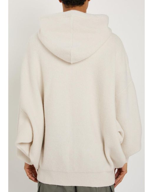 Rick Owens Natural Maglia Zipped Hooded Knit Jumper for men