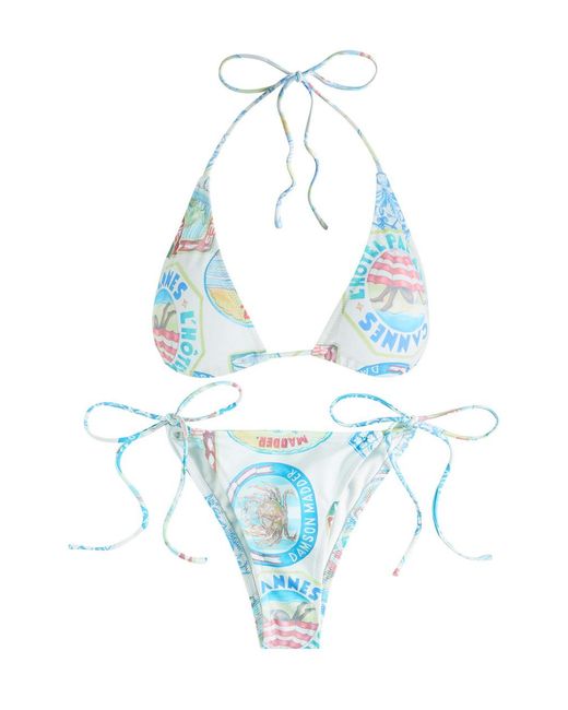 Damson Madder Blue Printed Bikini Top