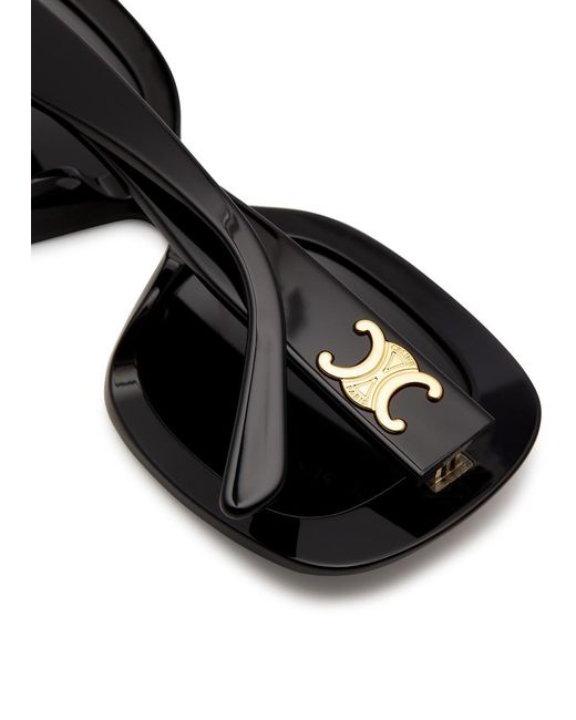 Céline Black Oversized Oval-frame Sunglasses , Designer Plaque At Temples, 100% Uv Protection