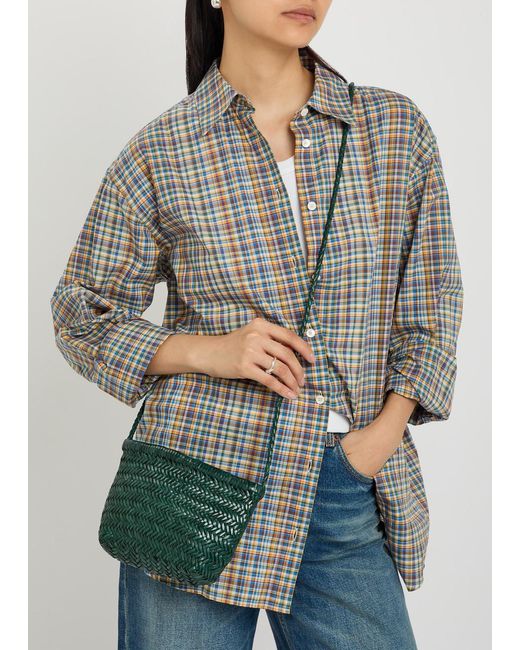 Dragon Diffusion Green Minsu Woven Leather Cross-Body Bag