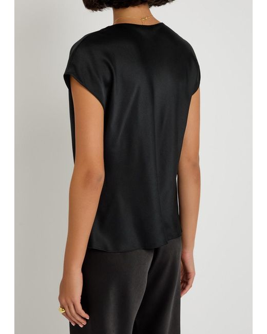 Vince Black Cowl-Neck Silk Blouse