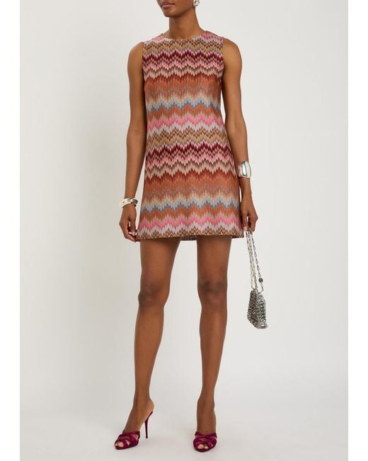 Missoni Red Chevron Fine-Knit Mini Dress