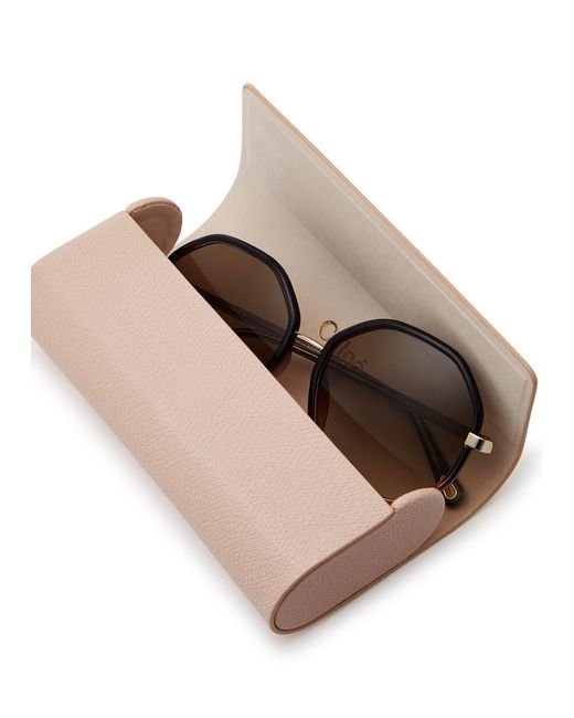 Chloé Brown Two-tone Octagon-frame Sunglasses