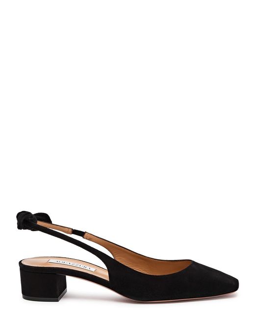 Aquazzura Brown Very Bow Tie 35 Suede Slingback Pumps