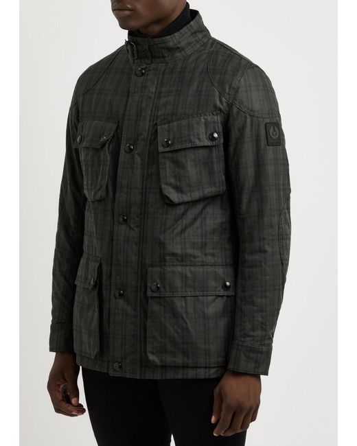 Belstaff Black Trialmaster Checked Waxed Cotton Jacket for men