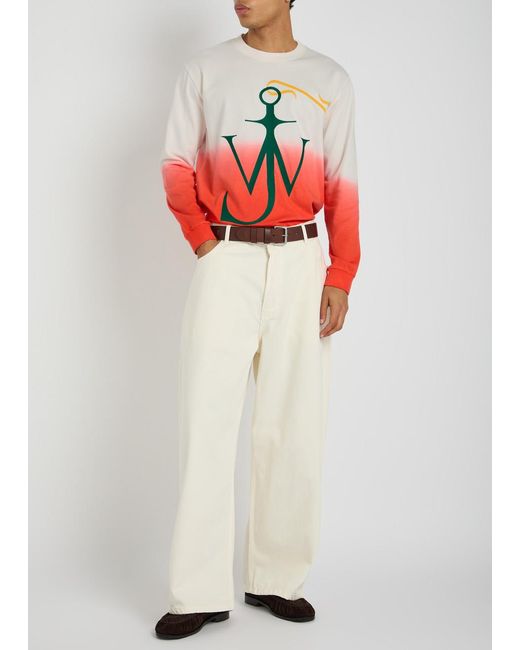 J.W. Anderson Dip Dye Anchor Embroidered Cotton T-Shirt for men