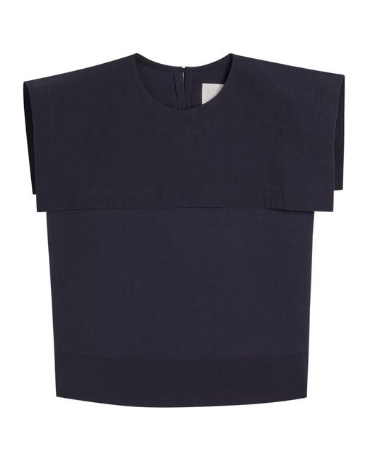 Les Vacances d'Irina Blue Puritan Textured Cotton Top