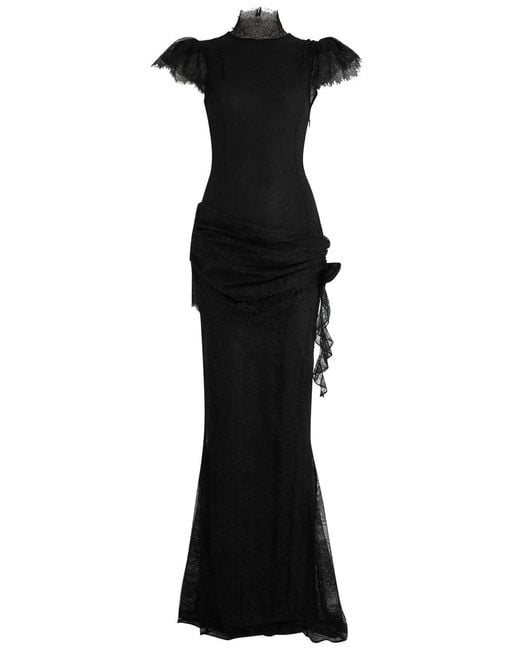 De La Vali Silentium Lace Maxi Dress in Black | Lyst