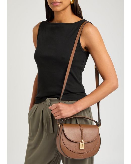 DeMellier London Siena Grained Leather Saddle Bag in Brown