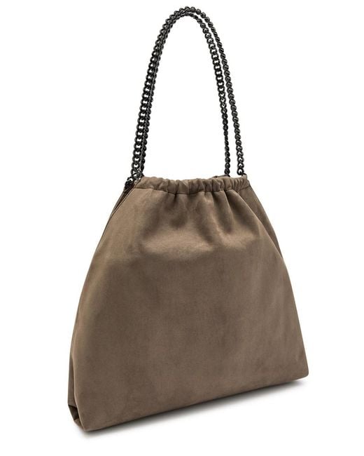 Stella McCartney Brown Falabella Medium Drawstring Faux Suede Tote