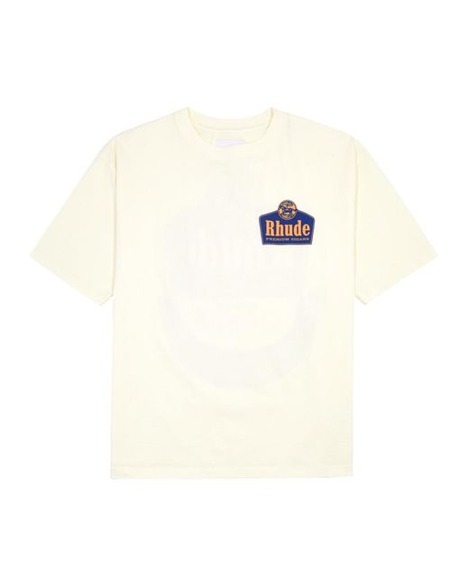 Rhude White Grand Cru Printed Cotton T-shirt for men