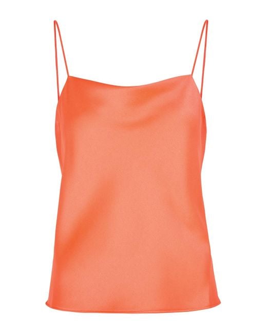 Alice + Olivia Harmon Neon Satin Camisole in Orange | Lyst