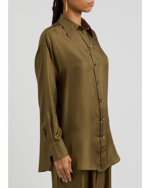 Zimmermann Green Crush Silk-Twill Shirt