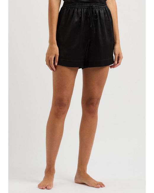 Fleur Of England Black Fleur Du Jour Silk-Satin Pyjama Shorts