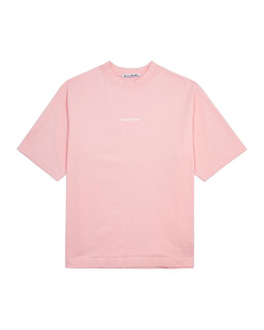Acne Pink Extorr Logo-print Cotton T-shirt for men