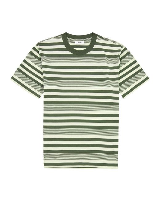 NN07 Green Adam Striped Stretch-Jersey T-Shirt for men