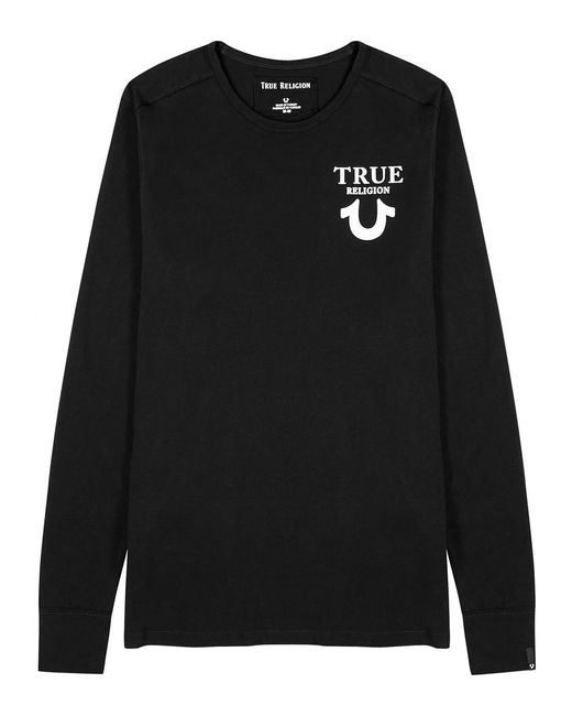 True Religion Black Logo-Print Cotton Top for men