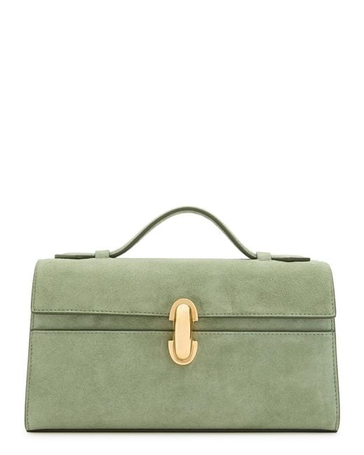 SAVETTE Green Symmetry Suede Pochette