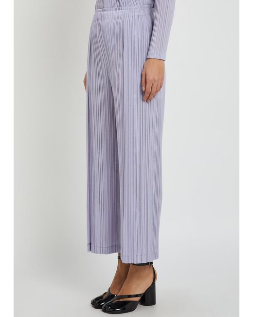 Pleats Please Issey Miyake Purple Pleated Wide-Leg Woven Trousers