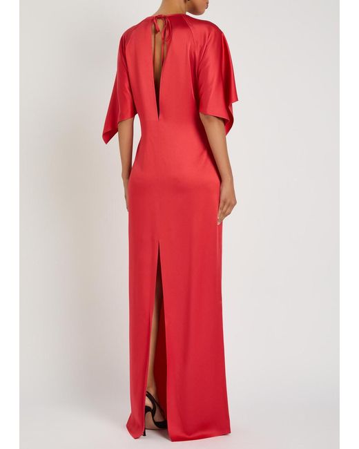 Stella McCartney Red Draped Satin-Crepe Maxi Dress