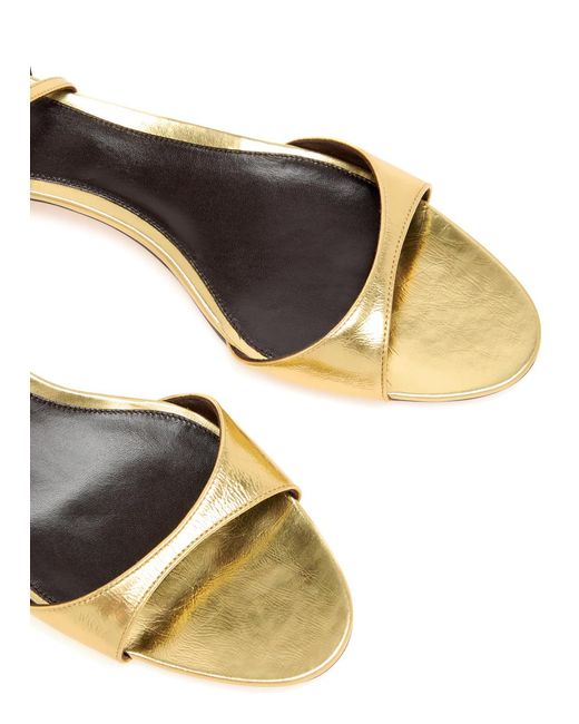 The Row White Vika Ankle Strap 35 Metallic Leather Sandals