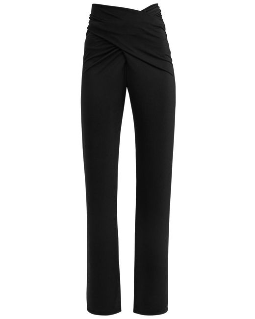 16Arlington Black Boxte Wrap-effect Satin-jersey Trousers