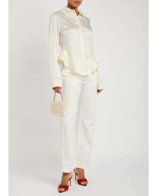 Stella McCartney White Peplum Satin-Crepe Shirt