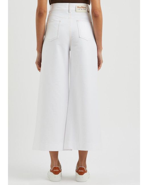 Max Mara White Foster Cropped Stretch-Cotton Trousers