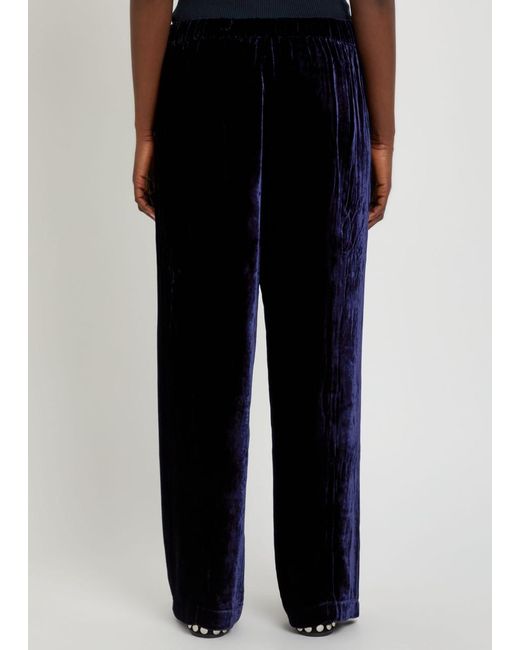 Eileen Fisher Blue Straight-Leg Velvet Trousers