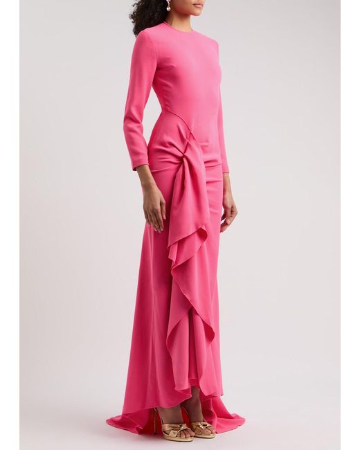 Solace London Pink Nia Ruffled Maxi Dress