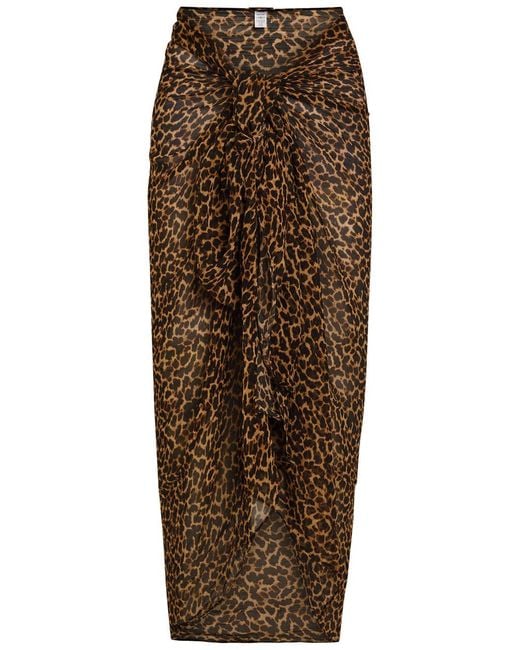 Away That Day Brown Santorini-Print Chiffon Sarong