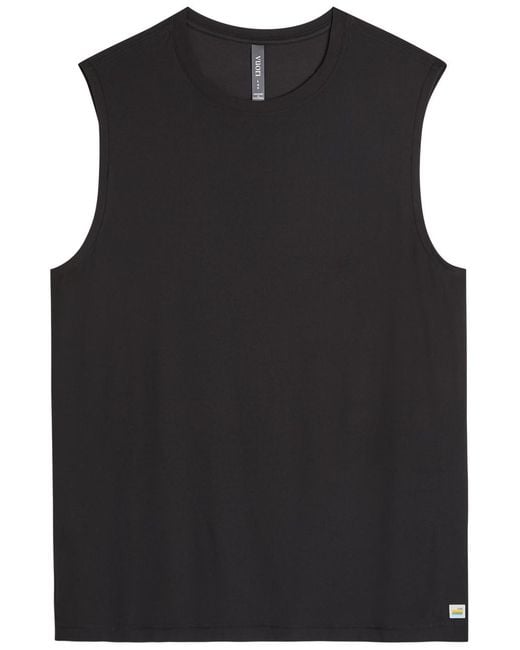 vuori Black Strato Muscle Stretch-Jersey Vest for men
