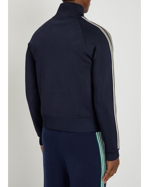 Wales Bonner Blue Fine-Knit Track Jacket for men