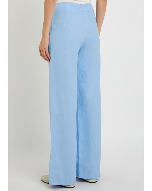 Faithfull The Brand Blue Syna Wide-Leg Linen Trousers