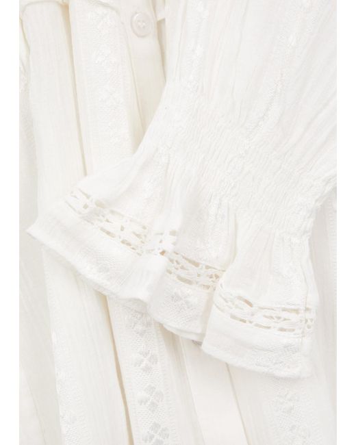 Isabel Marant White Jatedy Ruffled Cotton-Blend Blouse