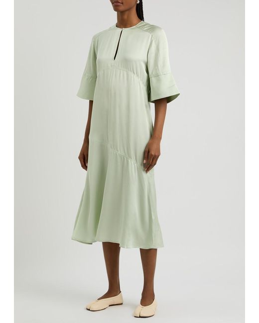 Day Birger et Mikkelsen Green Camilla Satin Midi Dress