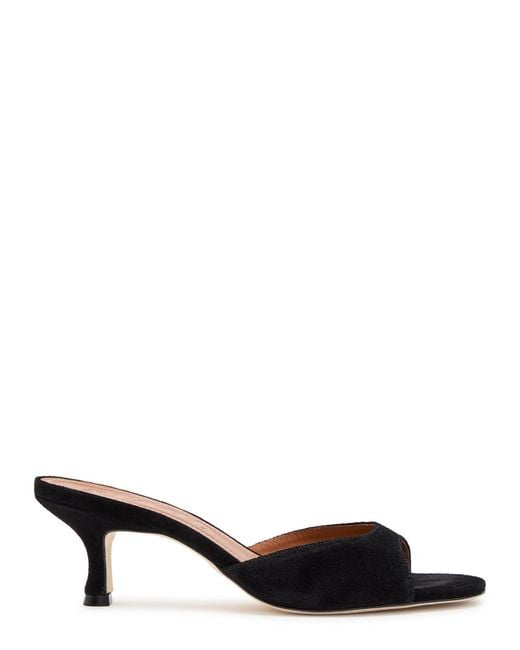Staud Black Brigitte 60 Brushed Suede Mules